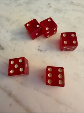 Vintage Bakelite Dice Red Set of 4